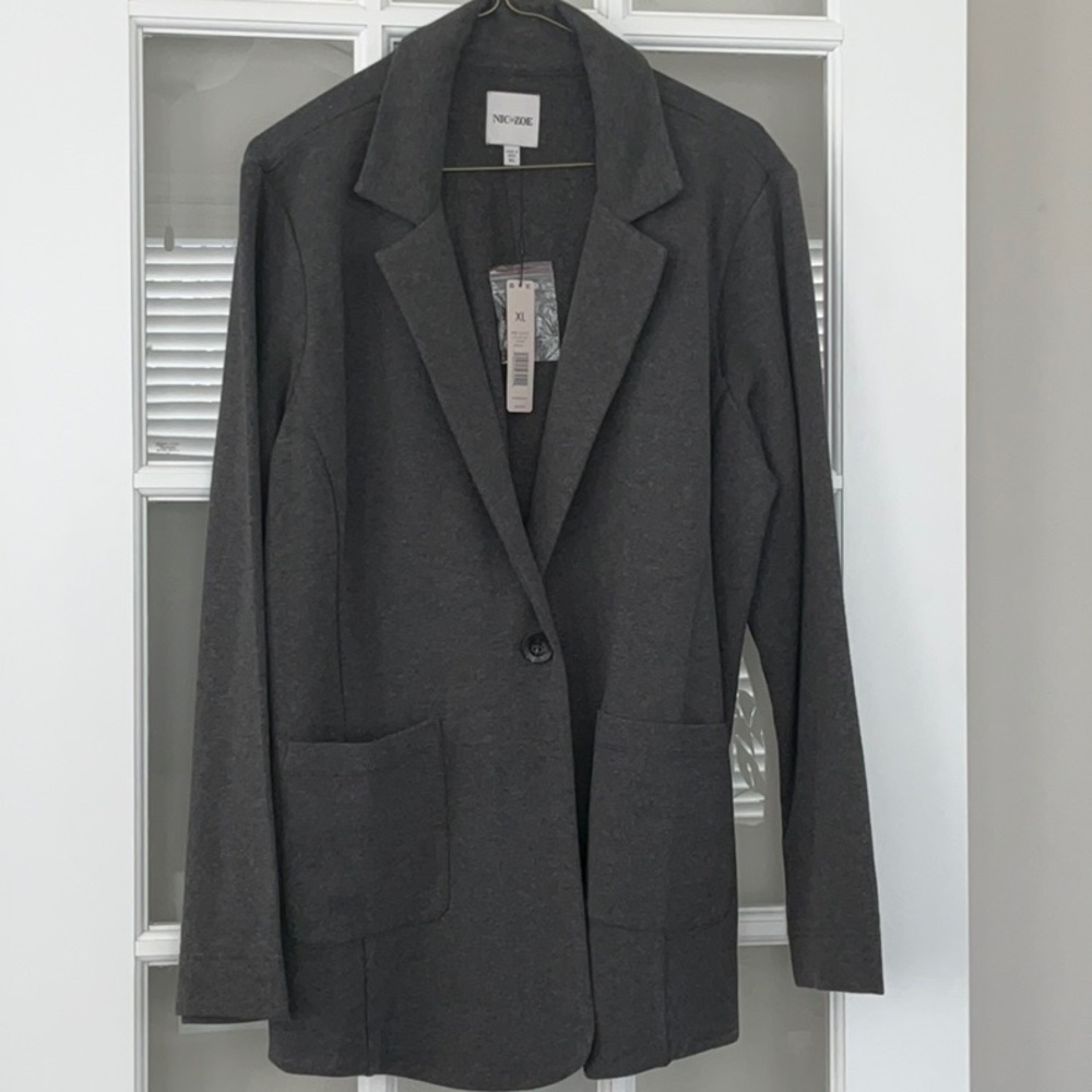 NIC+ZOE Dark Gray Long Blazer